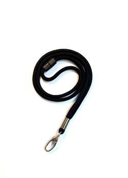 Lanyard med metalkrog - Sort RUND