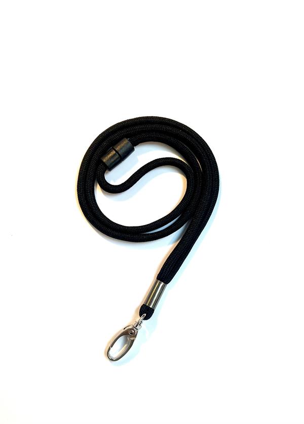 Lanyard med metalkrog - Sort RUND